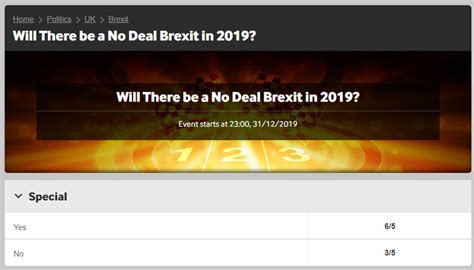 bookies odds no deal brexit